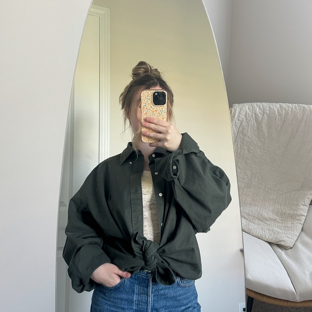 Ralph Lauren OverSized Dark Green Button-Up Shirt